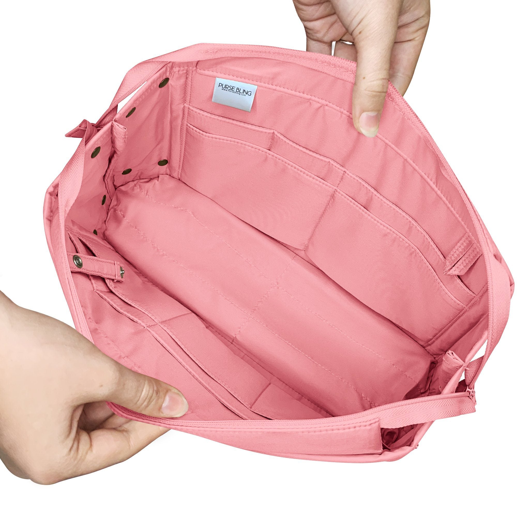 iN. Purse Organizer Insert with zipper Nylon fabric for women Handbags  & Totebag