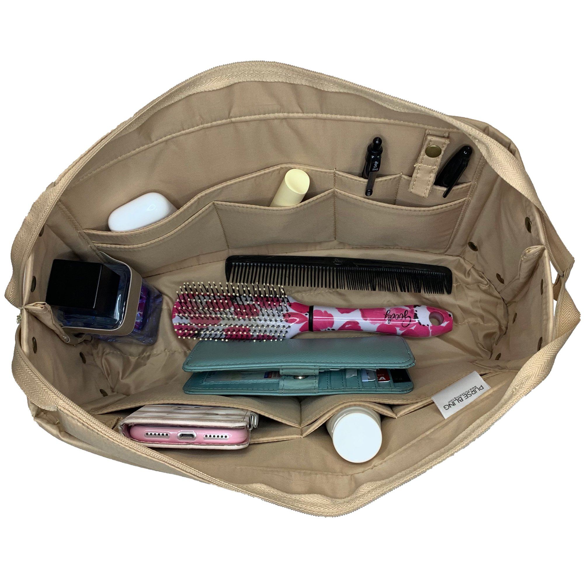 Purse Bling Purse To Go Style Organizer Insert with Zipper - Large